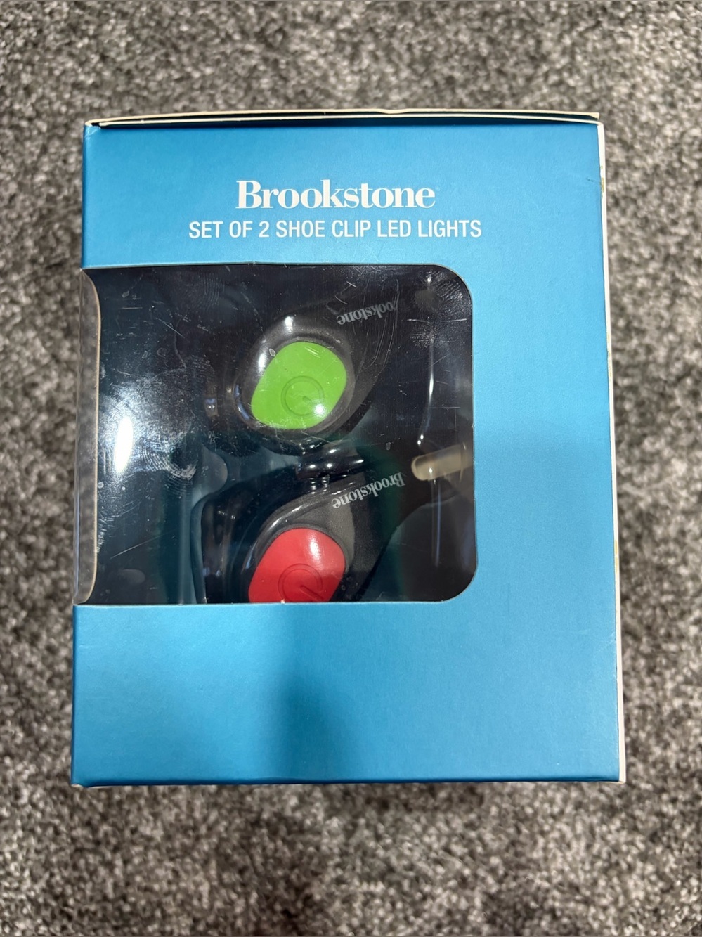 Brookstone Shoe Clip LED Lights Set of 2 Securely Hooks Onto Shoes Green & Red